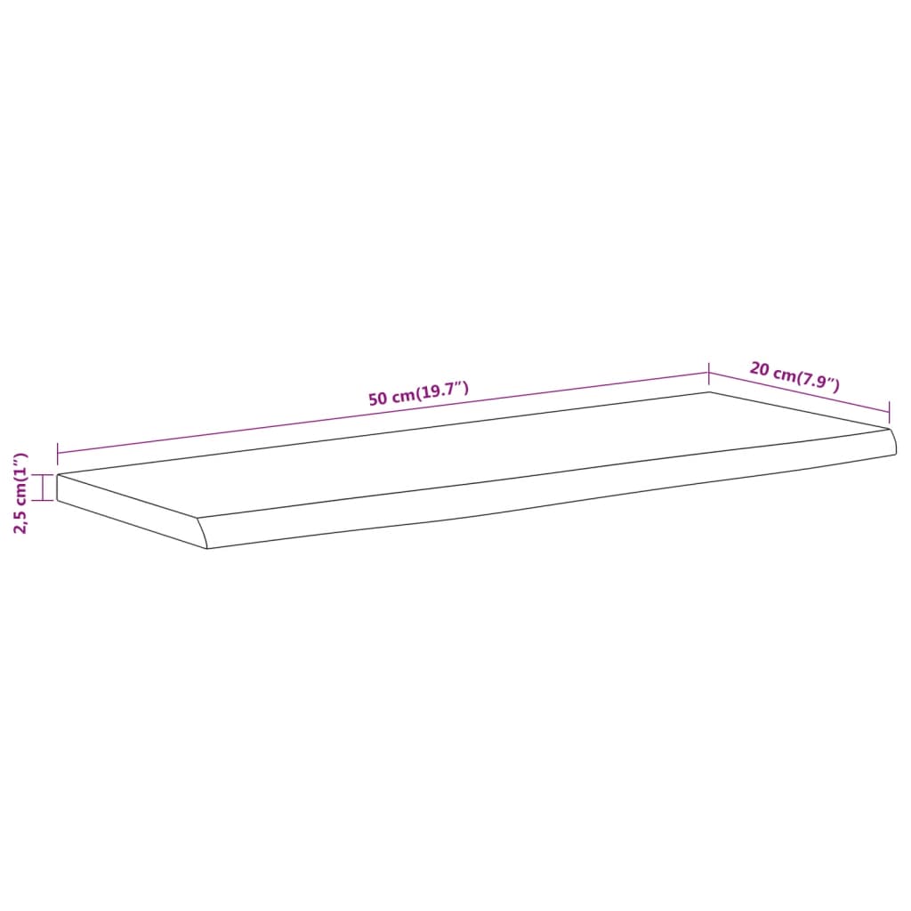 vidaXL Wandregal 50x20x2,5 cm Rechteckig Massivholz Akazie Baumkante