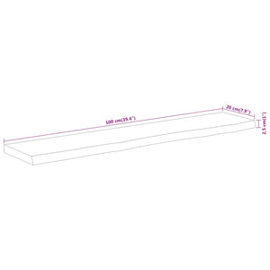 vidaXL Wandregal 100x20x2,5 cm Rechteckig Massivholz Akazie Baumkante