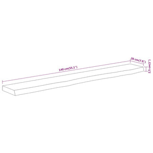 vidaXL Wandregal 140x20x2,5 cm Rechteckig Massivholz Akazie Baumkante