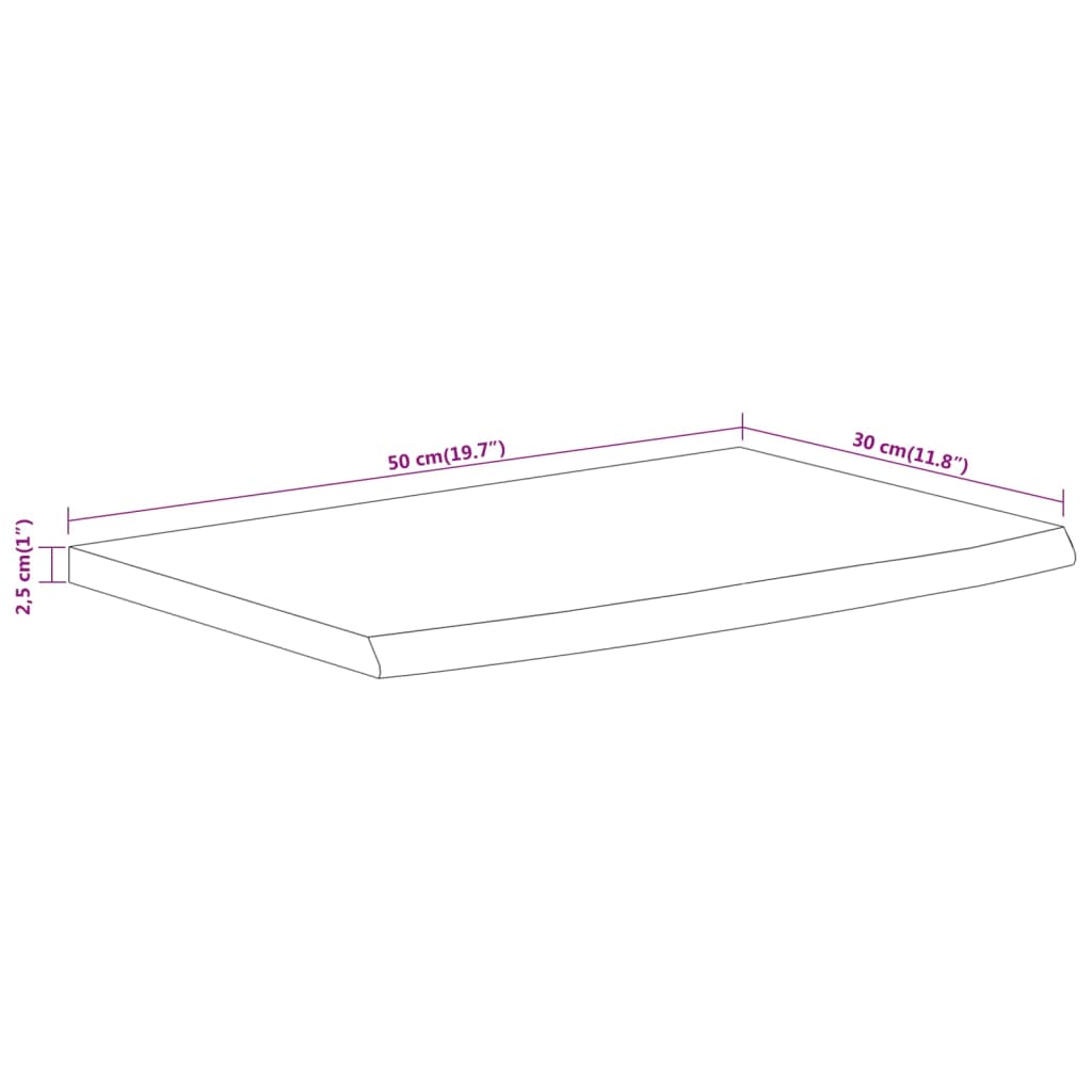 vidaXL Wandregal 50x30x2,5 cm Rechteckig Massivholz Akazie Baumkante