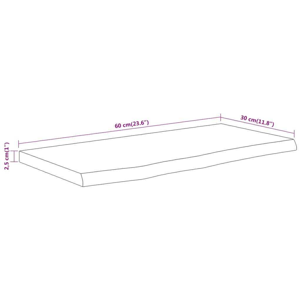 vidaXL Wandregal 60x30x2,5 cm Rechteckig Massivholz Akazie Baumkante