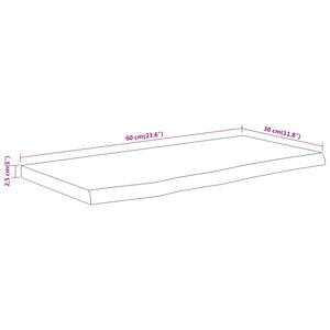 vidaXL Wandregal 60x30x2,5 cm Rechteckig Massivholz Akazie Baumkante