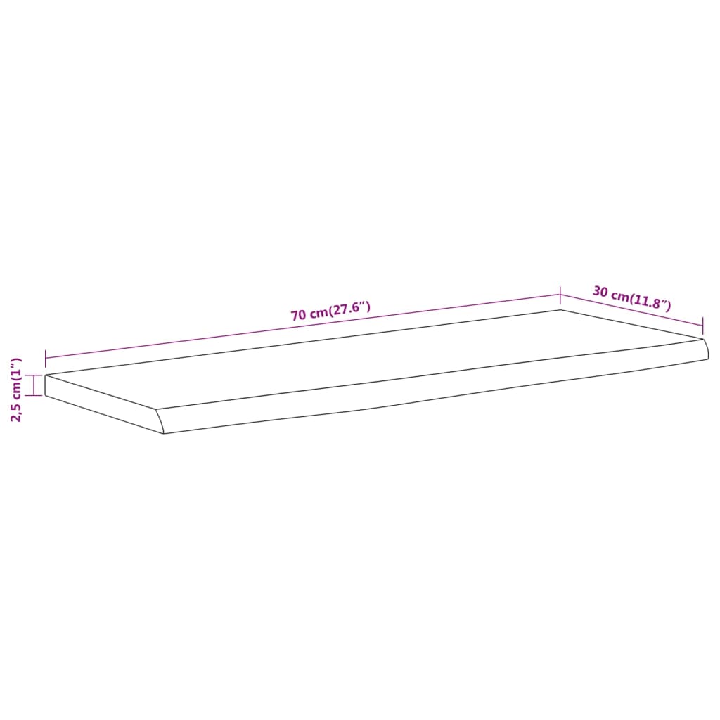 vidaXL Wandregal 70x30x2,5 cm Rechteckig Massivholz Akazie Baumkante