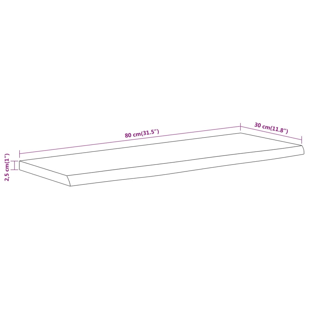 vidaXL Wandregal 80x30x2,5 cm Rechteckig Massivholz Akazie Baumkante