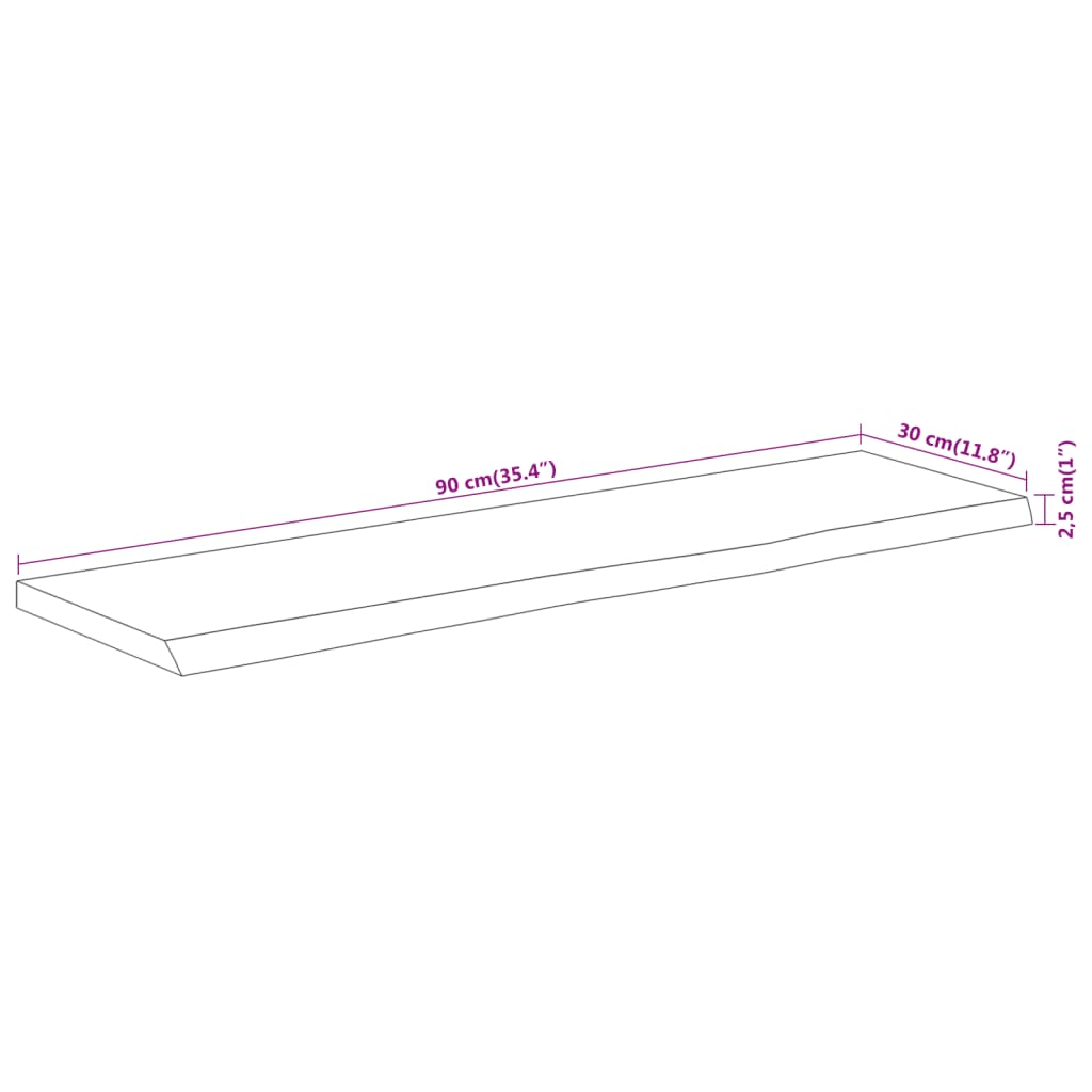 vidaXL Wandregal 90x30x2,5 cm Rechteckig Massivholz Akazie Baumkante