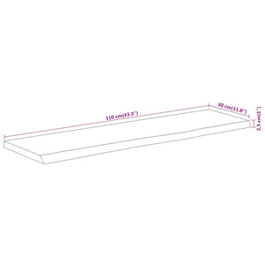 vidaXL Wandregal 110x30x2,5 cm Rechteckig Massivholz Akazie Baumkante