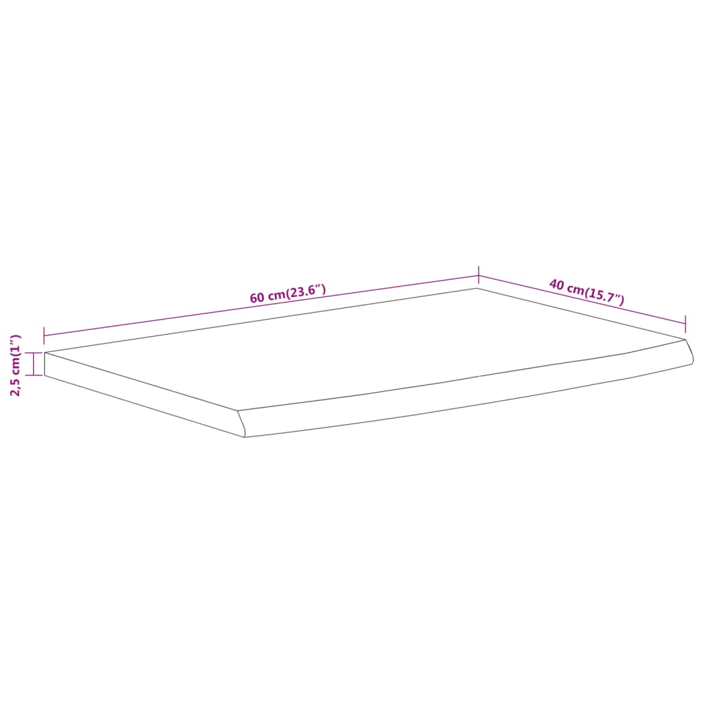 vidaXL Wandregal 60x40x2,5 cm Rechteckig Massivholz Akazie Baumkante