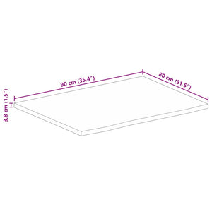 vidaXL Tischplatte 90x80x3,8 cm Baumkante Massivholz Raues Mangoholz