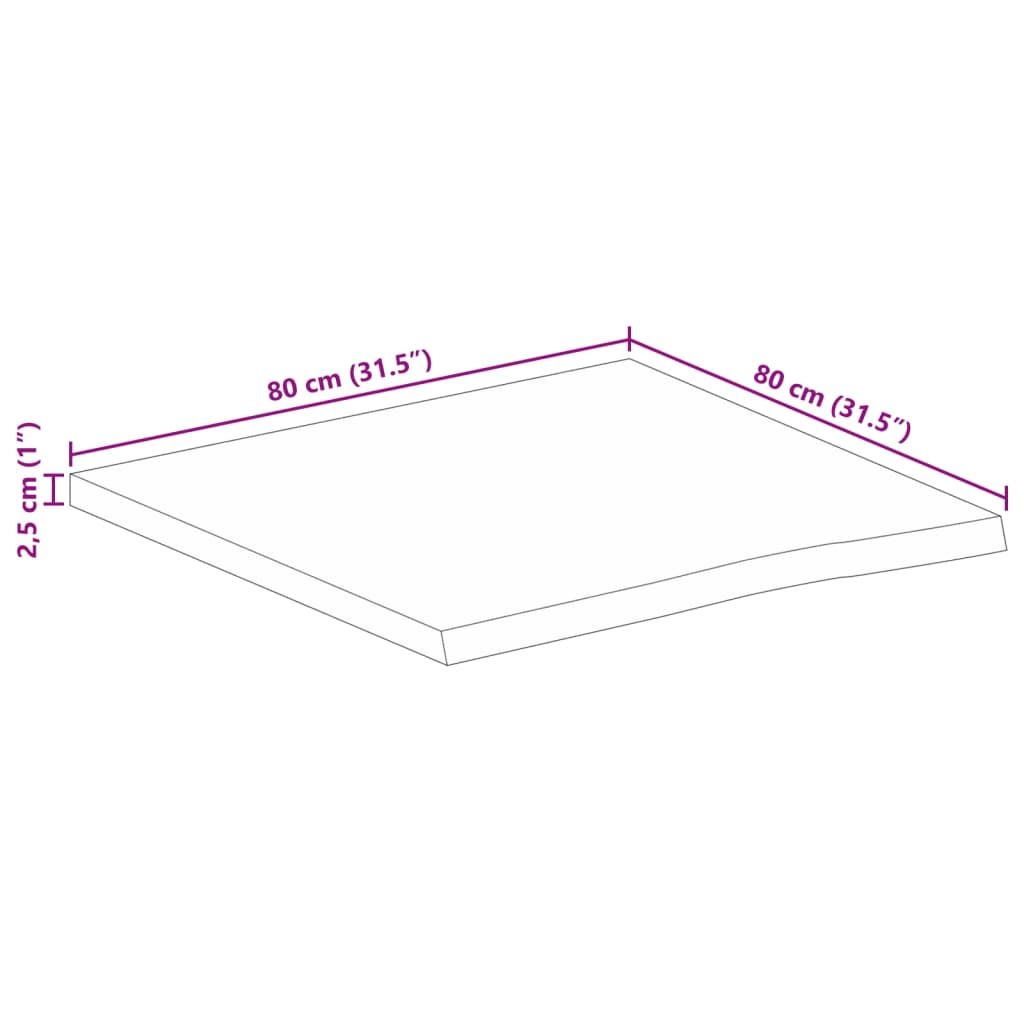 vidaXL Tischplatte mit Baumkante 80x80x2,5 cm Massivholz Mango