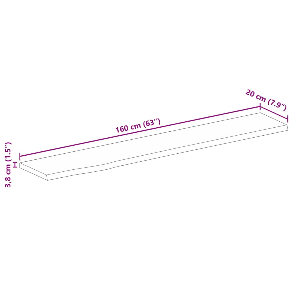 vidaXL Tischplatte mit Baumkante 160x20x3,8 cm Massivholz Mango