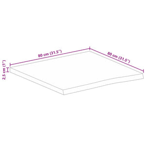 Tischplatte mit Baumkante 80x80x2,5 cm Massivholz Mango Stilecasa