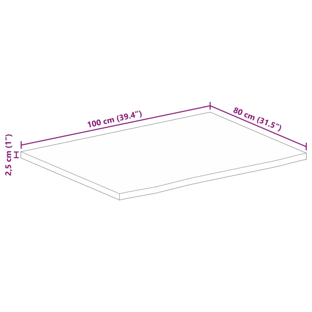 vidaXL Tischplatte mit Baumkante 100x80x2,5 cm Massivholz Mango