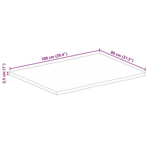 vidaXL Tischplatte mit Baumkante 100x80x2,5 cm Massivholz Mango