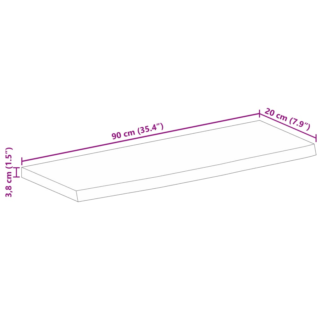 vidaXL Tischplatte mit Baumkante 90x20x3,8 cm Massivholz Mango