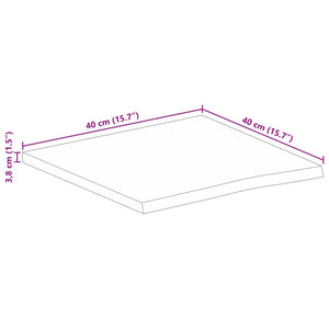 Tischplatte mit Baumkante 40x40x3,8 cm Massivholz Mango Stilecasa