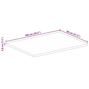 vidaXL Tischplatte mit Baumkante 100x80x3,8 cm Massivholz Mango