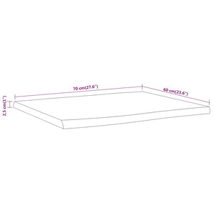 vidaXL Tischplatte 70x60x2,5cm Rechteckig Massivholz Akazie Naturkante