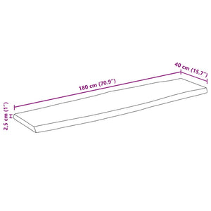 vidaXL Tischplatte mit Baumkante 180x40x2,5 cm Raues Mango Massivholz