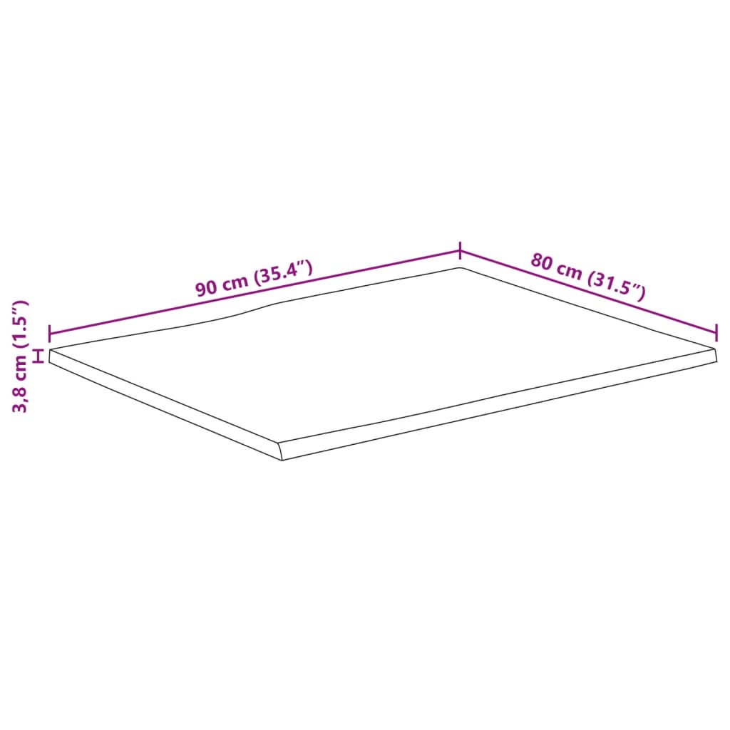 vidaXL Tischplatte mit Baumkante 90x80x3,8 cm Raues Mango Massivholz