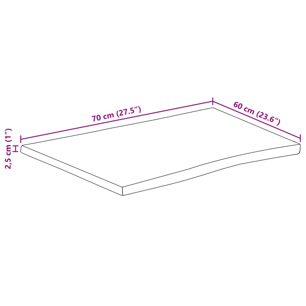 vidaXL Tischplatte mit Baumkante 70x60x2,5 cm Massivholz Mango