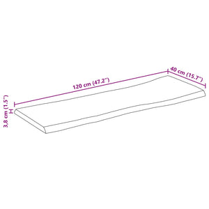 Tischplatte mit Baumkante 120x40x3,8 cm Massivholz Mango Stilecasa