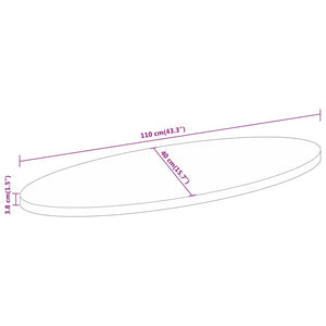 vidaXL Tischplatte 110x40x3,8 cm Oval Massivholz Akazie