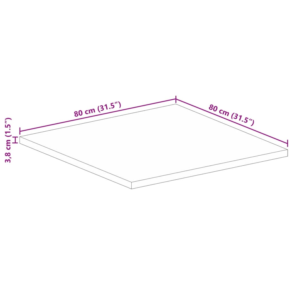 vidaXL Tischplatte 80x80x3,8 cm Quadratisch Massivholz Akazie