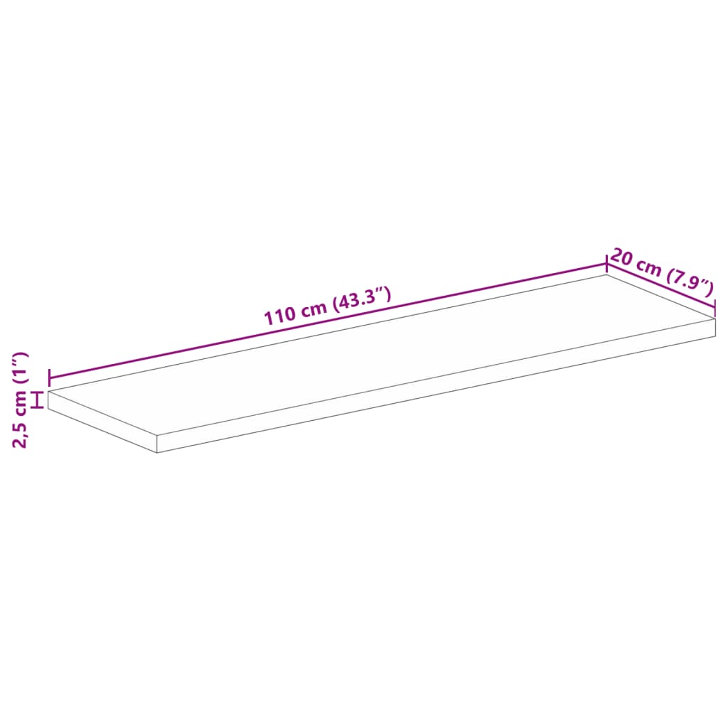 vidaXL Tischplatte 110x20x2,5 cm Rechteckig Altholz Massiv