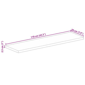 vidaXL Tischplatte 110x20x2,5 cm Rechteckig Altholz Massiv