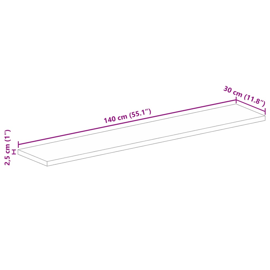 vidaXL Tischplatte 140x30x2,5 cm Rechteckig Altholz Massiv