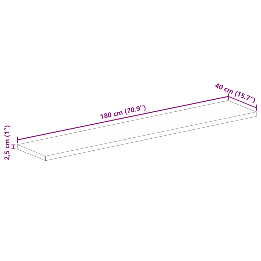 vidaXL Tischplatte 180x40x2,5 cm Rechteckig Altholz Massiv