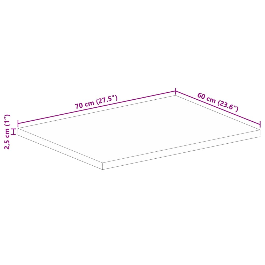 vidaXL Tischplatte 70x60x2,5 cm Rechteckig Altholz Massiv