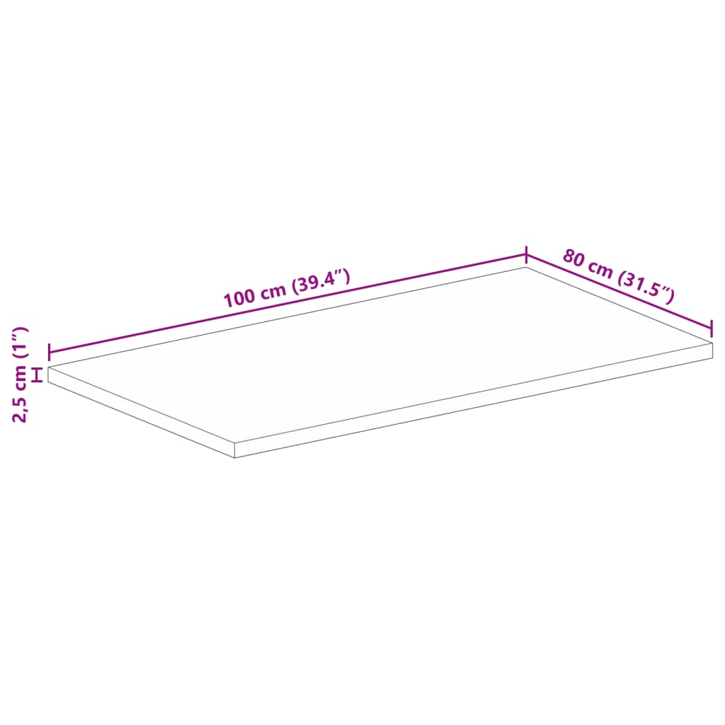 vidaXL Tischplatte 100x80x2,5 cm Rechteckig Altholz Massiv