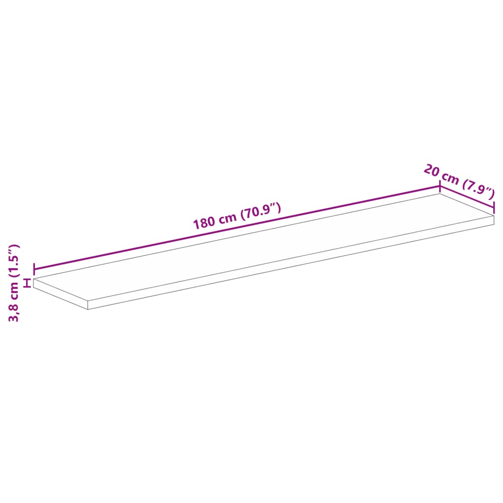 vidaXL Tischplatte 180x20x3,8 cm Rechteckig Altholz Massiv