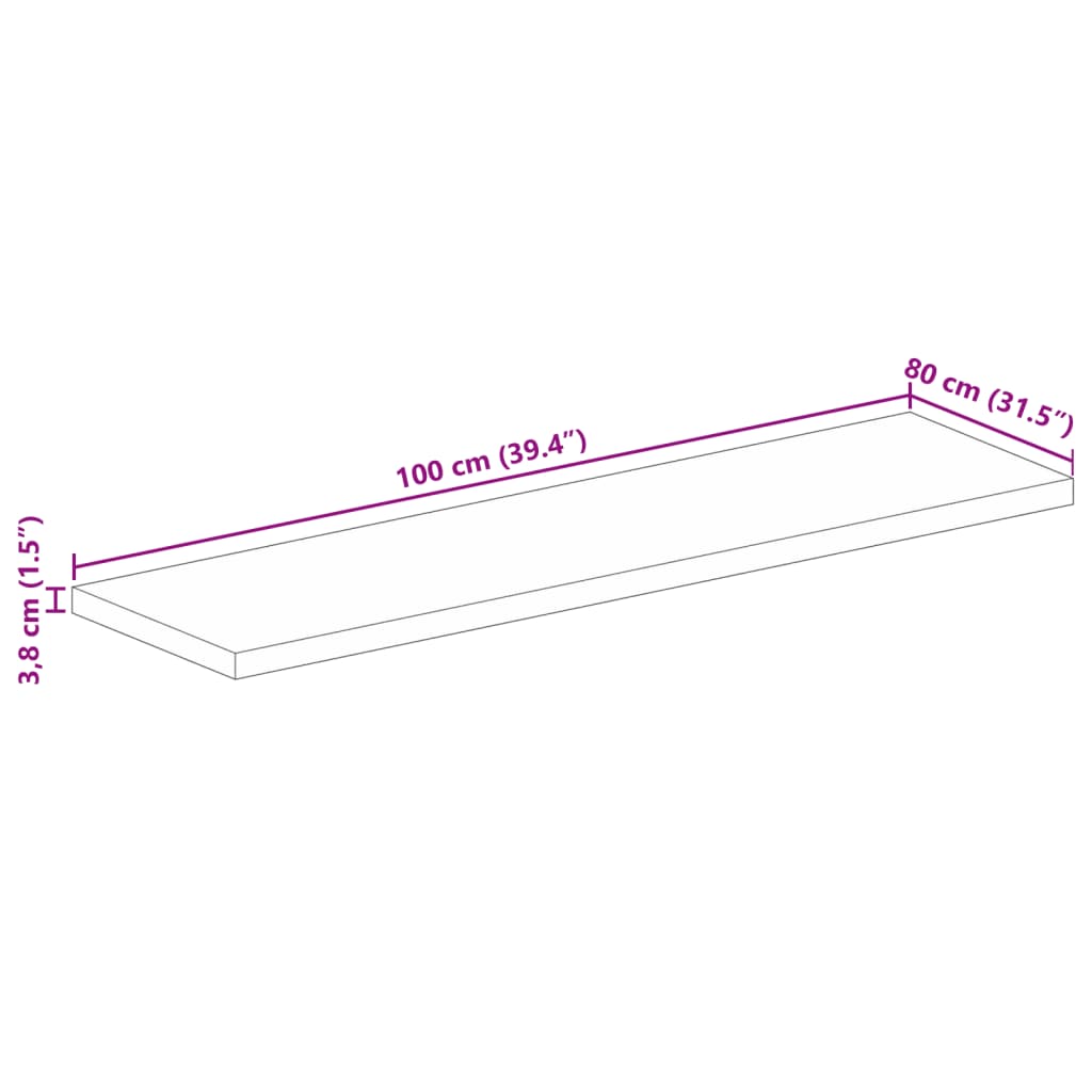 vidaXL Tischplatte 100x80x3,8 cm Rechteckig Altholz Massiv