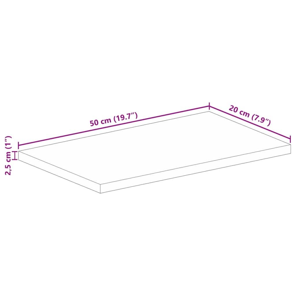 vidaXL Tischplatte 50x20x2,5 cm Rechteckig Altholz Massiv