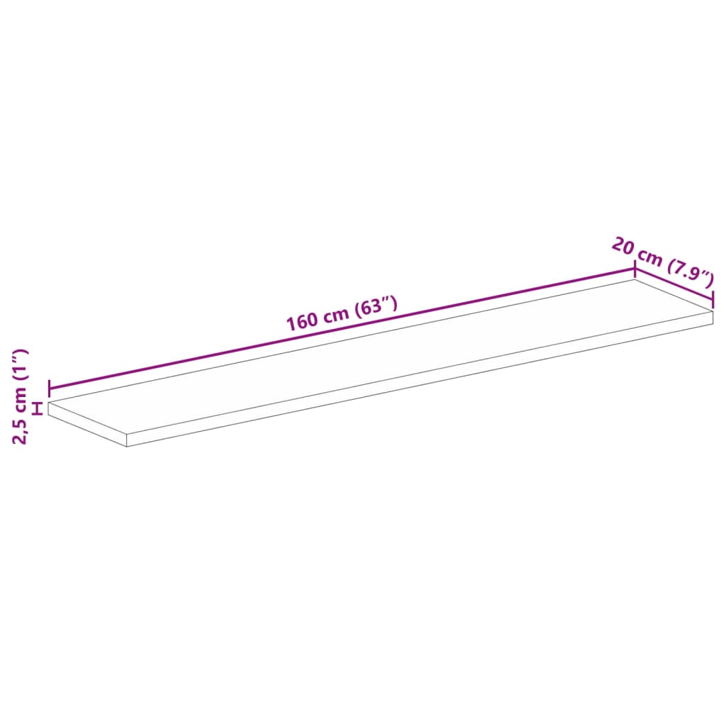 vidaXL Tischplatte 160x20x2,5 cm Rechteckig Altholz Massiv