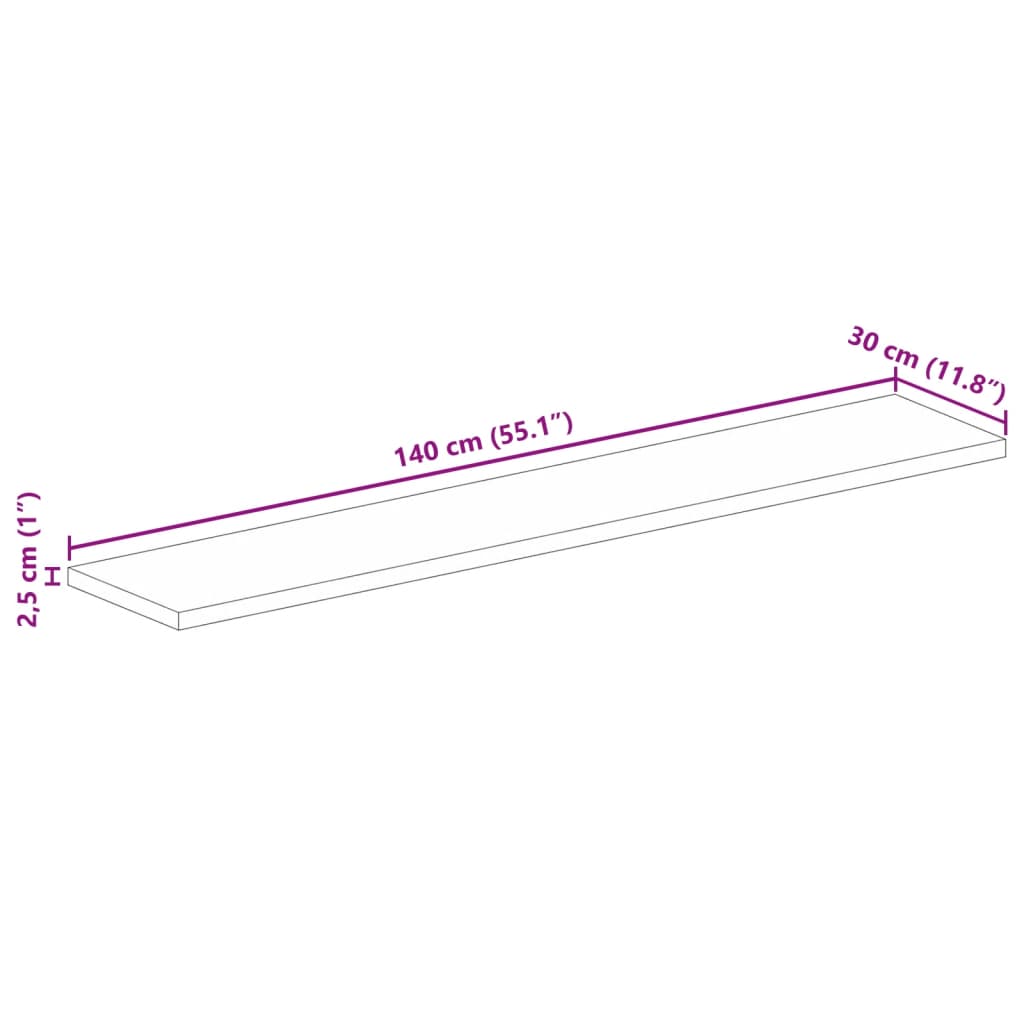 vidaXL Tischplatte 140x30x2,5 cm Rechteckig Massivholz Mango