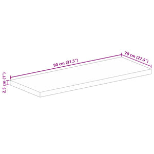 vidaXL Tischplatte 80x70x2,5 cm Rechteckig Massivholz Mango