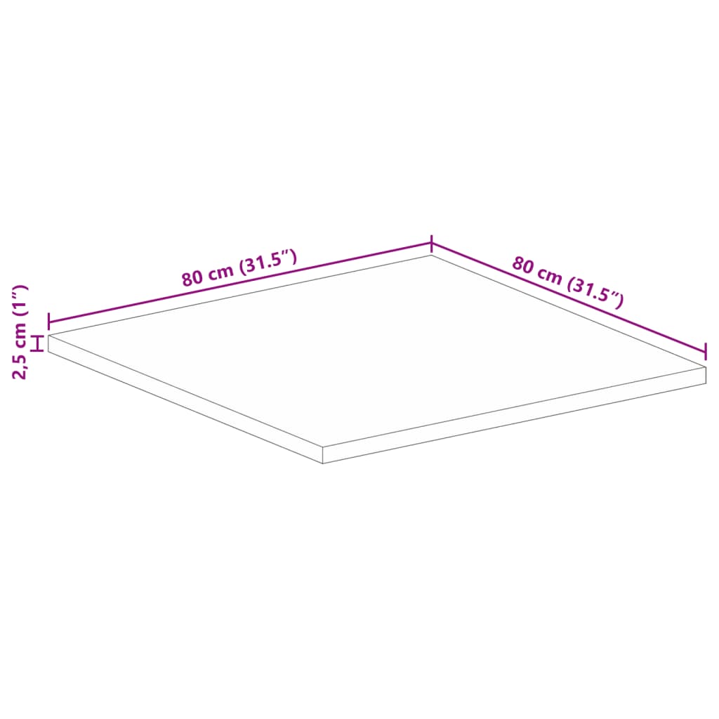 vidaXL Tischplatte 80x80x2,5 cm Quadratisch Massivholz Mango