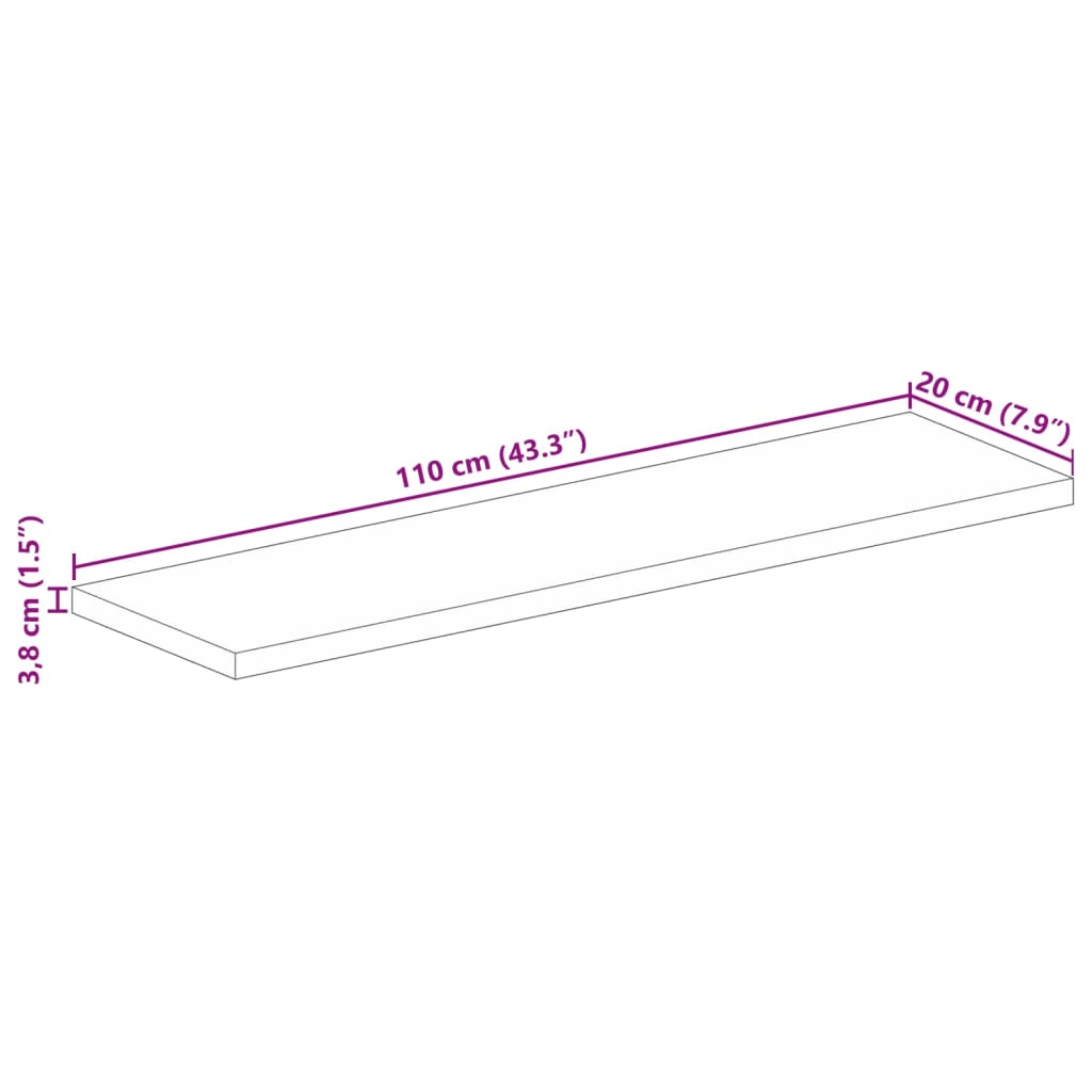 vidaXL Tischplatte 110x20x3,8 cm Rechteckig Massivholz Mango