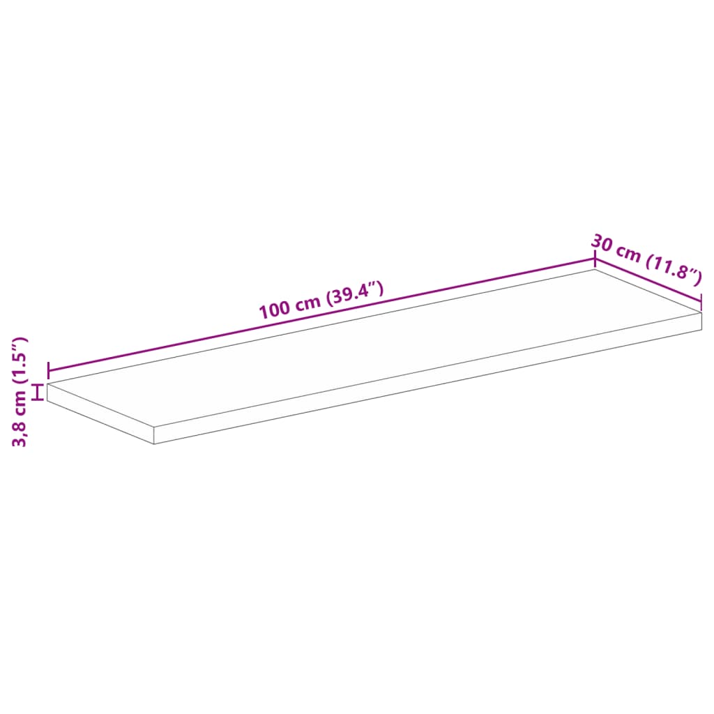 vidaXL Tischplatte 100x30x3,8 cm Rechteckig Massivholz Mango