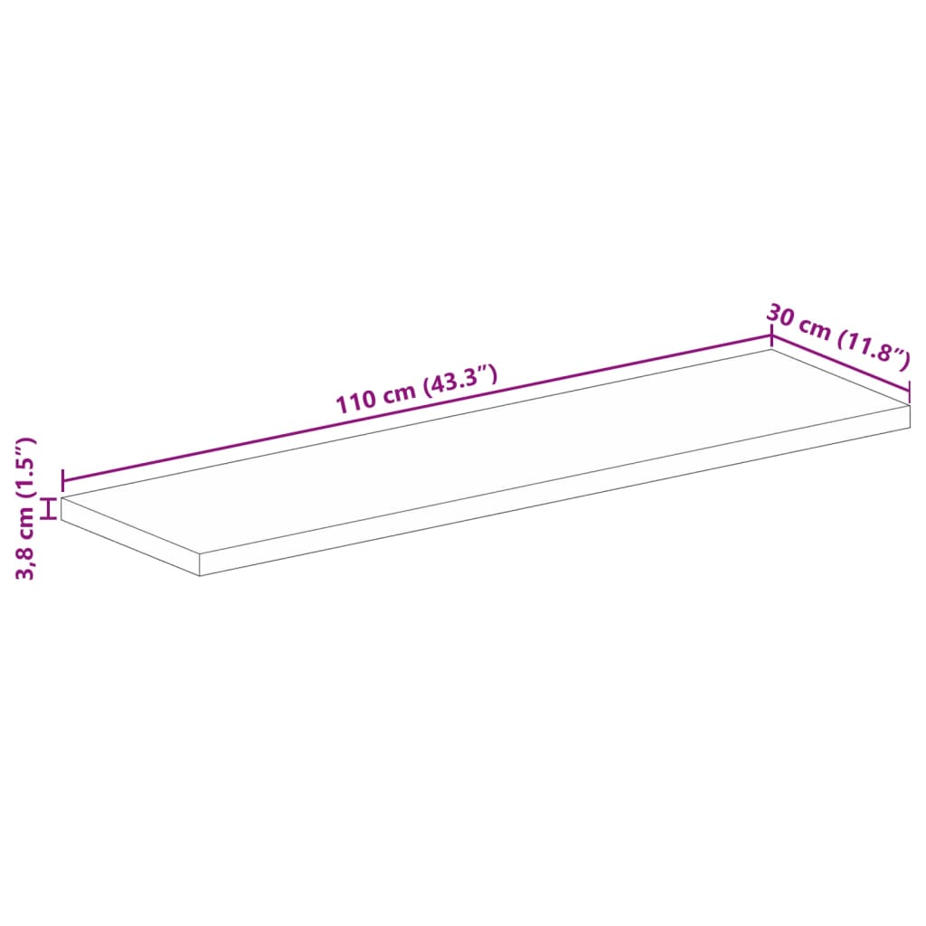 vidaXL Tischplatte 110x30x3,8 cm Rechteckig Massivholz Mango