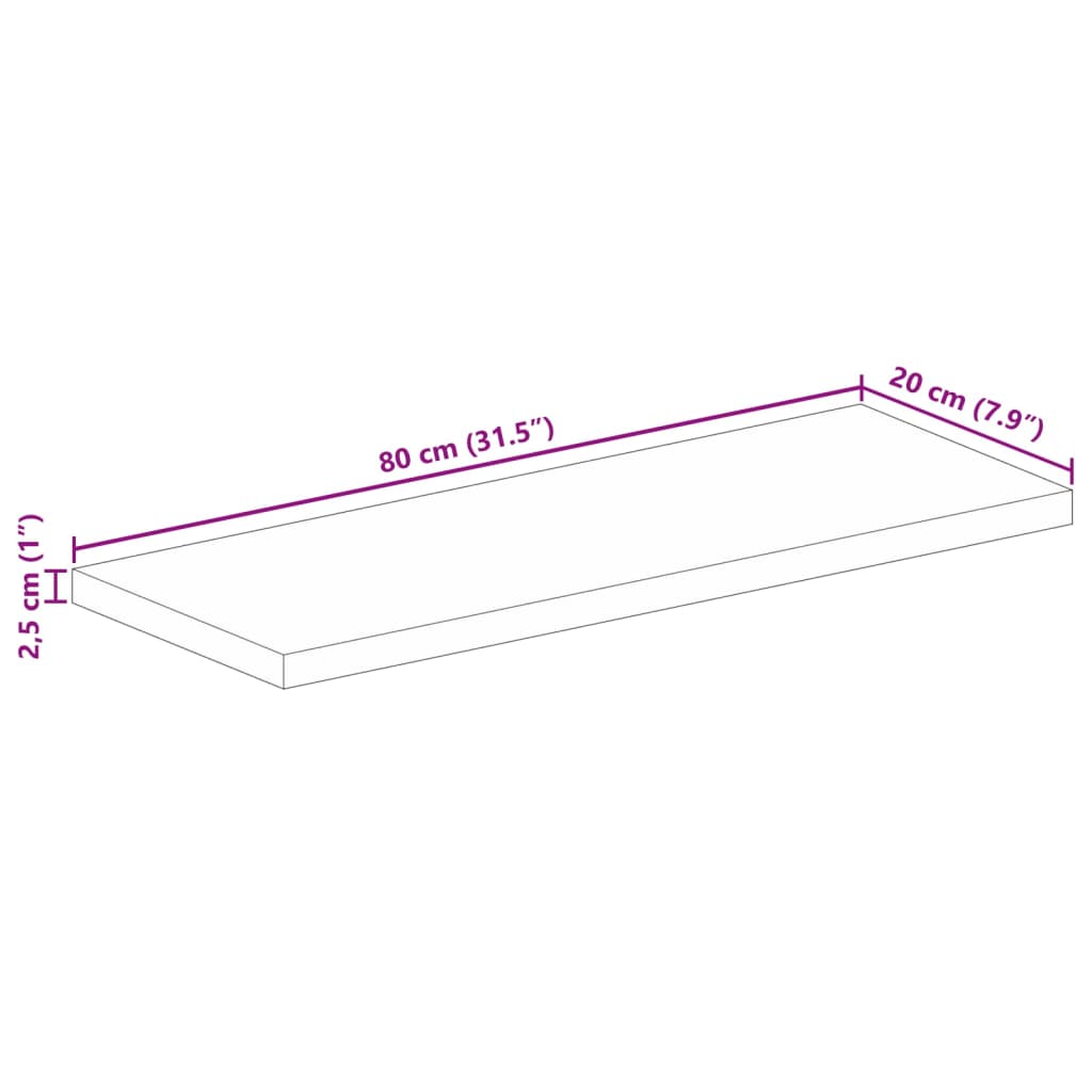 vidaXL Tischplatte 80x20x2,5 cm Rechteckig Massivholz Mango