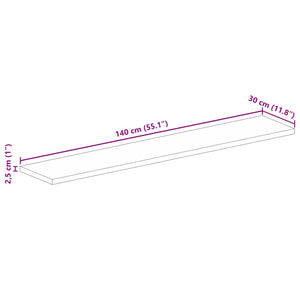 Tischplatte 140x30x2,5 cm Rechteckig Massivholz Mango Stilecasa