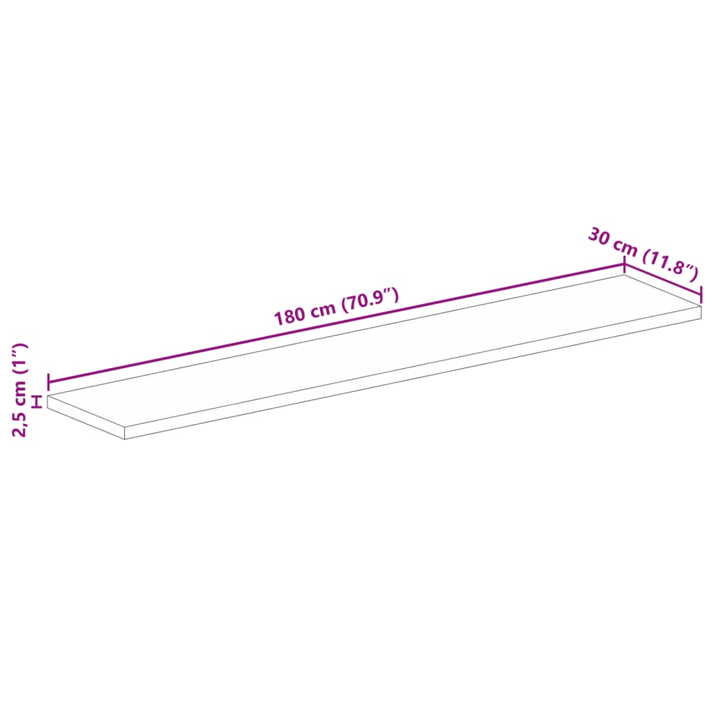 vidaXL Tischplatte 180x30x2,5 cm Rechteckig Massivholz Mango