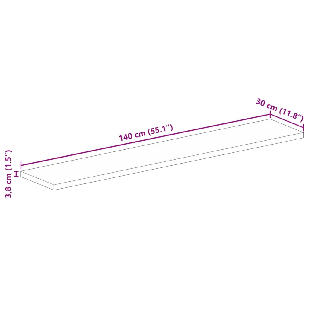 vidaXL Tischplatte 140x30x3,8 cm Rechteckig Massivholz Mango