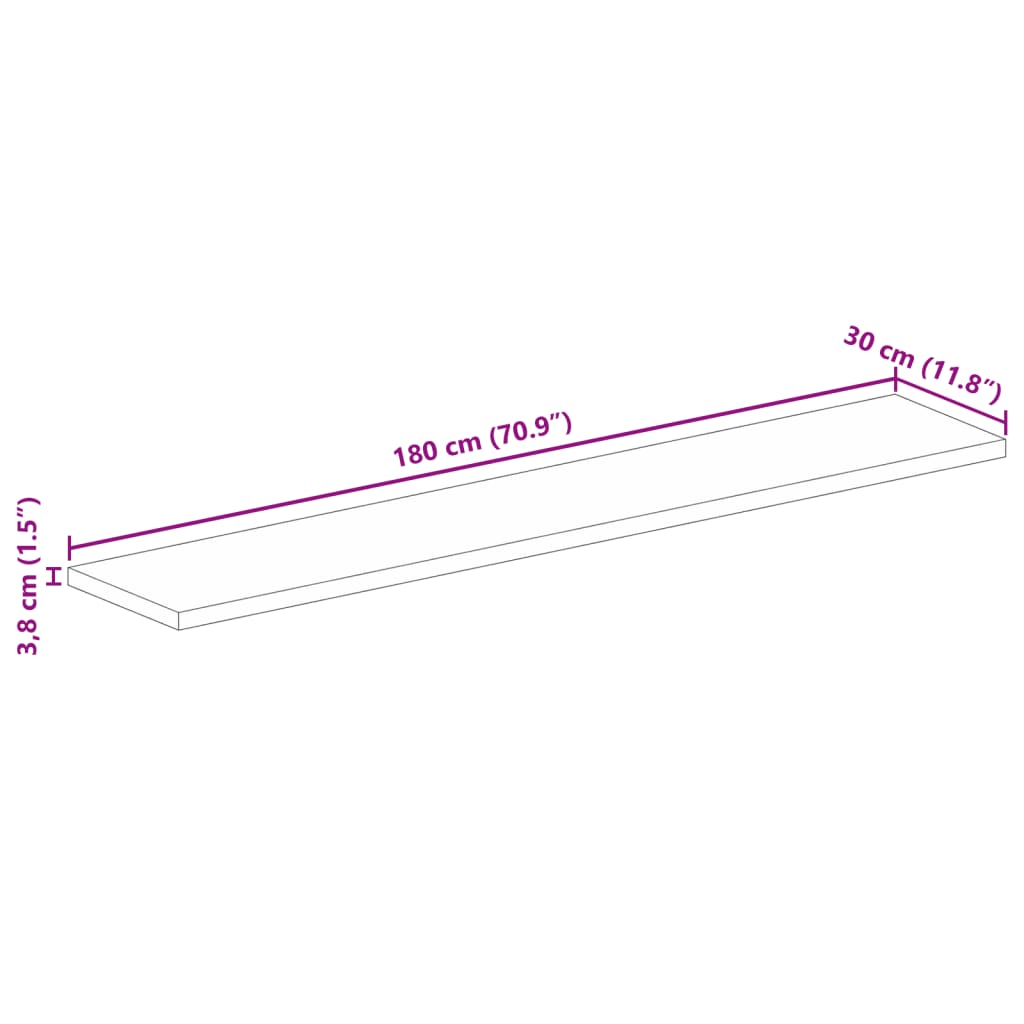 vidaXL Tischplatte 180x30x3,8 cm Rechteckig Massivholz Mango