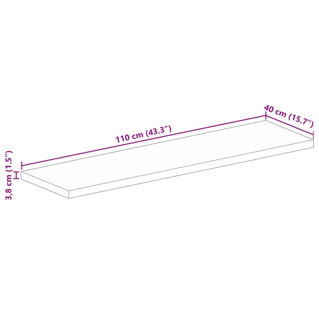 vidaXL Tischplatte 110x40x3,8 cm Rechteckig Massivholz Mango