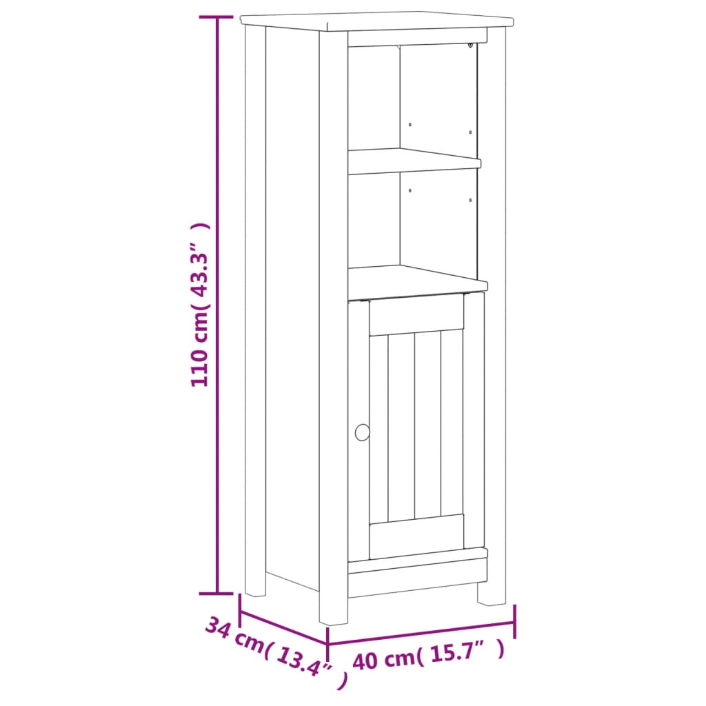 Badschrank BERG Weiß 40x34x110 cm Massivholz Kiefer